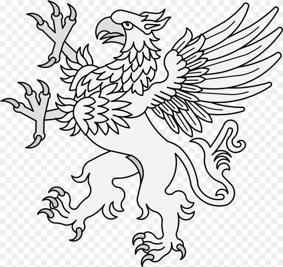 Griffin Traceable Heraldic Art Line Art, Animal, Dinosaur, Reptile, Face Png