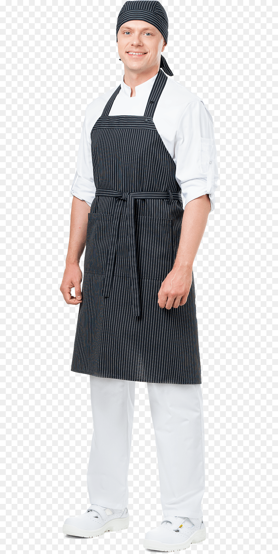 Grill Bib Apron Black And White Stripes A Line, Adult, Man, Male, Person Png Image