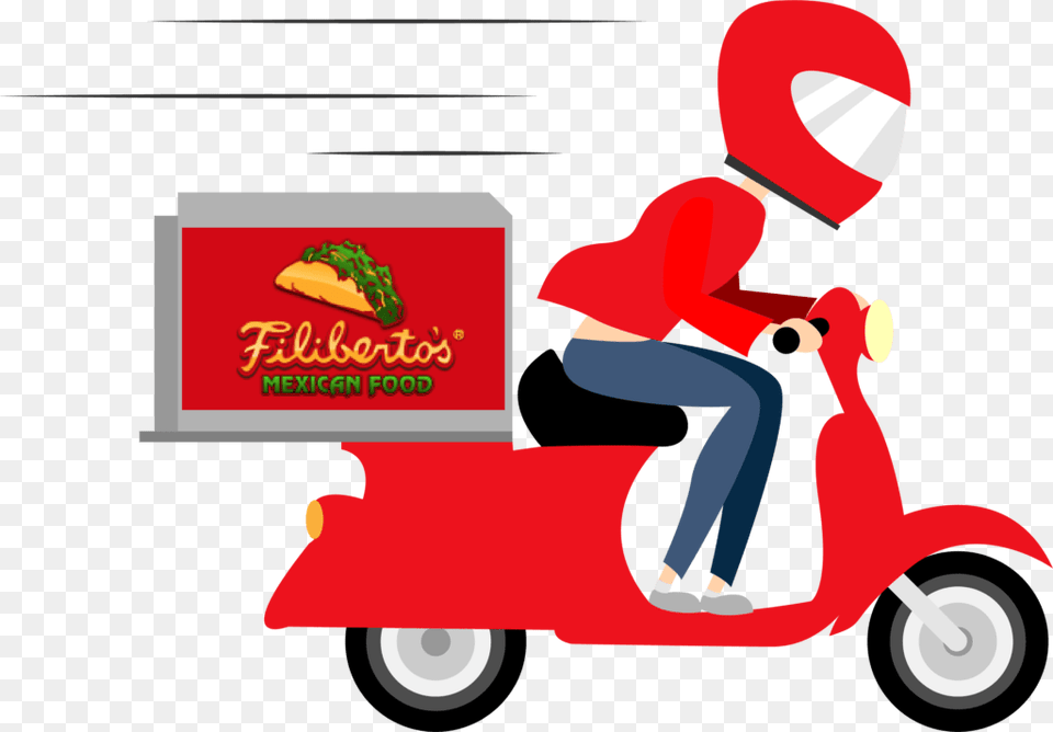 Grilled Chicken Rice And Beans Clip Art, Vehicle, Transportation, Scooter, Person Free Png