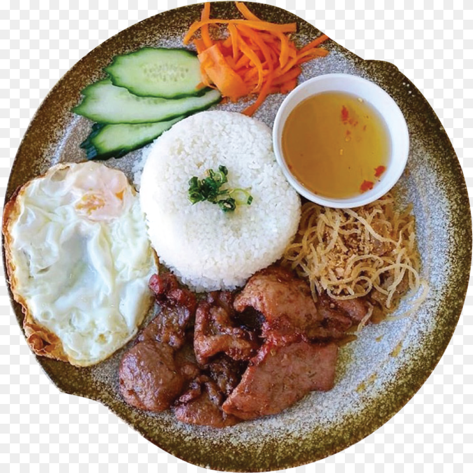 Grilled Pork Shredded Pork Fried Egg With Broken, Food, Food Presentation, Plate, Fried Egg Png