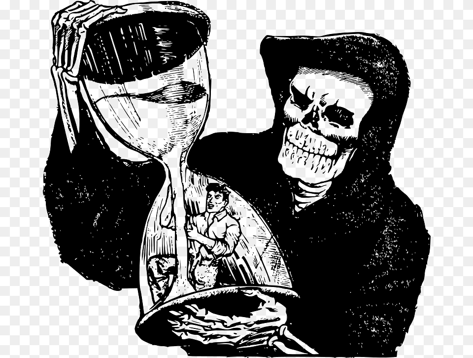 Grim Reaper Holding Hour Glass, Adult, Male, Man, Person Free Transparent Png