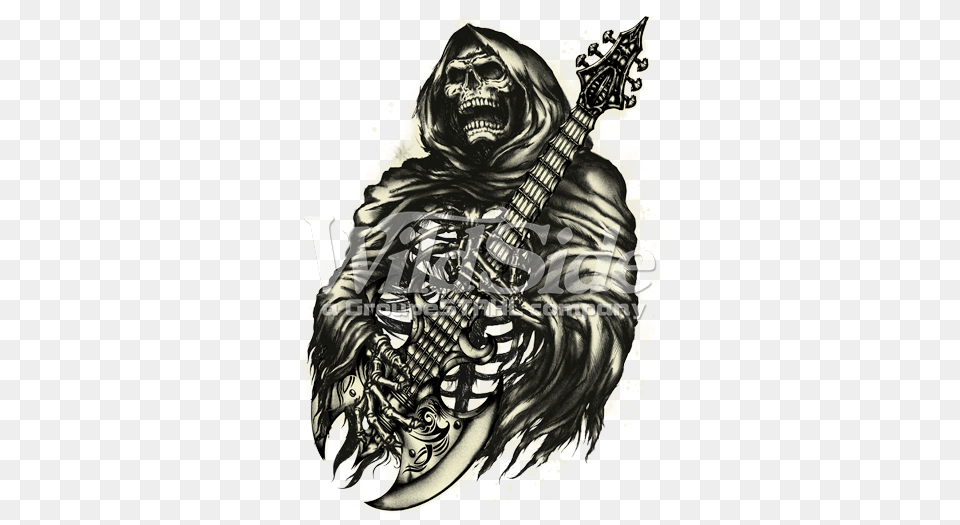 Grim Reaper Playing A Guitar The Wild Side, Adult, Male, Man, Person Png Image