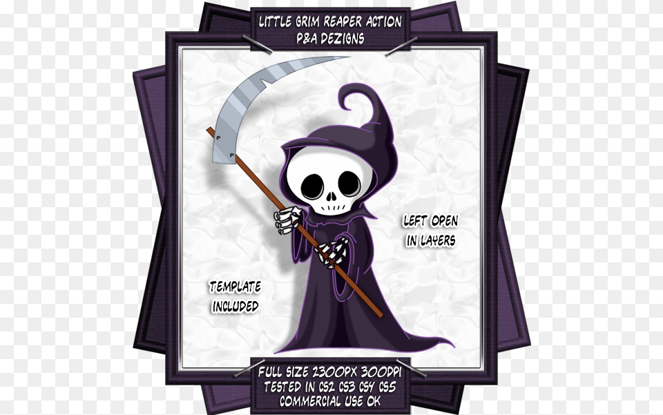 Grim Reaper Scythe Everyone Loves A Little Grim Reaper Cute Cartoon Grim Reaper, Advertisement, Poster, Book, Comics Free Transparent Png