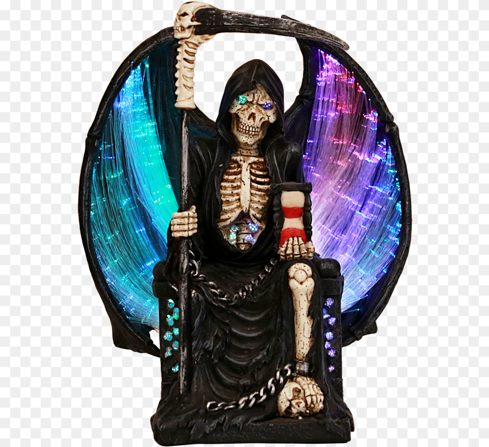 Grim Reaper Skull Throne Fiber Optic Gothic Myth Fantasy Sculpture, Accessories, Wedding, Person, Woman Free Transparent Png