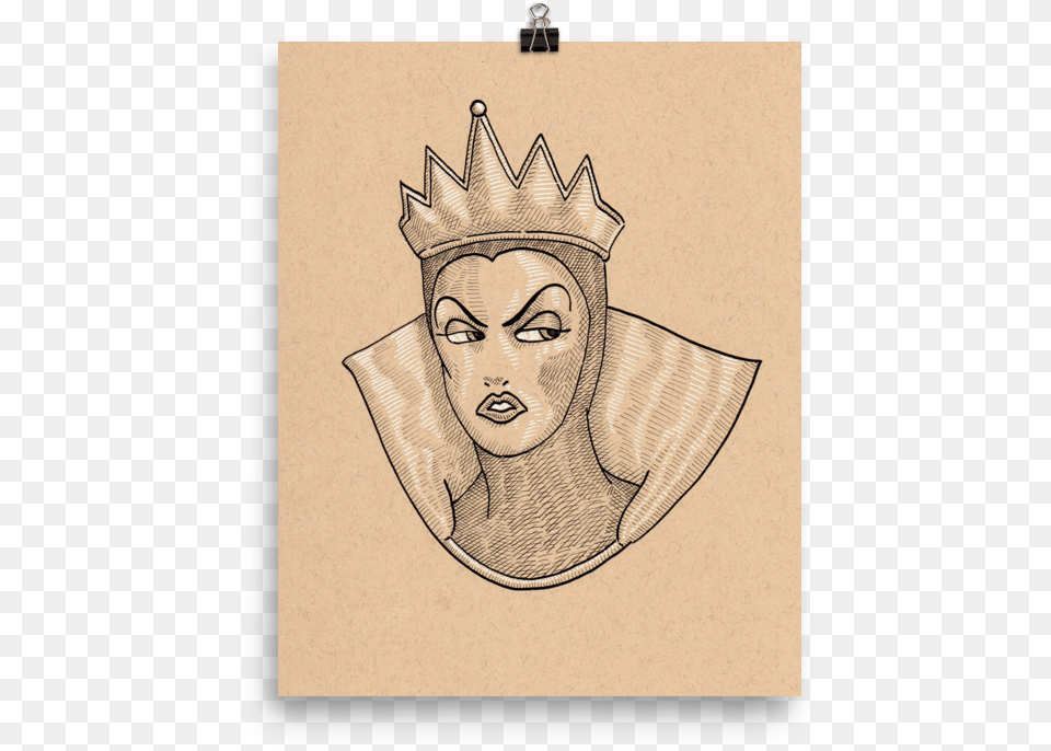 Grimhilde Evil Queen Art Print U2014 Megan Yiu Illustration Sketch, Person, Accessories, Drawing, Jewelry Free Png