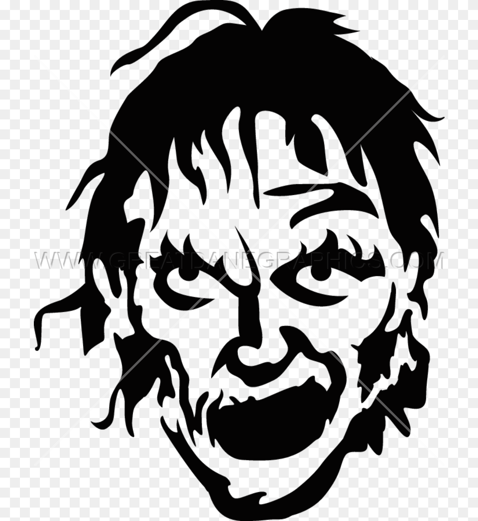 Grin Production Ready Artwork Zombie Black And White, Stencil, Adult, Male, Man Free Png Download