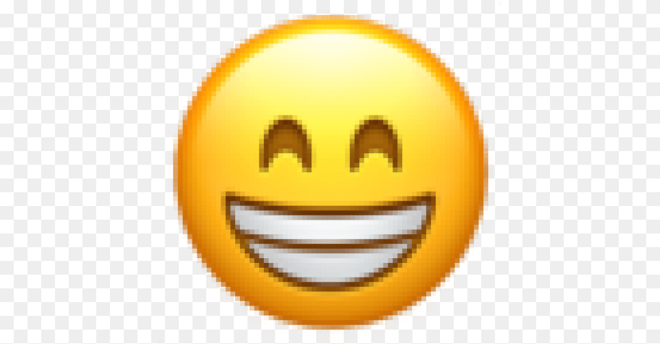 Grinning Face With Smiling Eyes Apple Ios 103 Beaming Face With Smiling Eyes Emoji, Head, Person, Gold Free Png Download