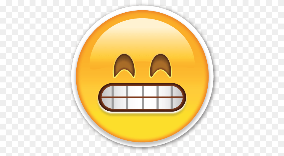 Grinning Face With Smiling Eyes Emoticonos Emojis Grimacing Face Emoji, Logo, Disk, Food, Meal Png
