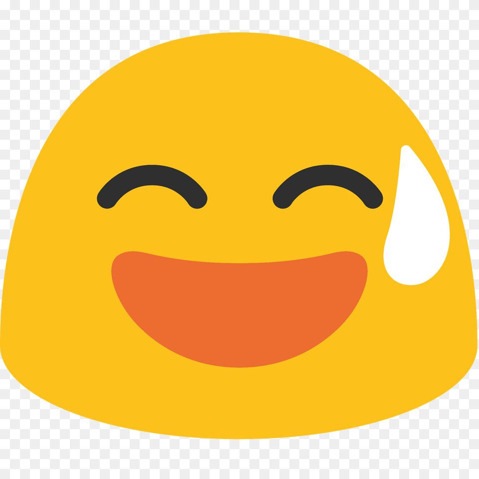 Grinning Face With Sweat Emoji Clipart, Cap, Clothing, Hat Free Png