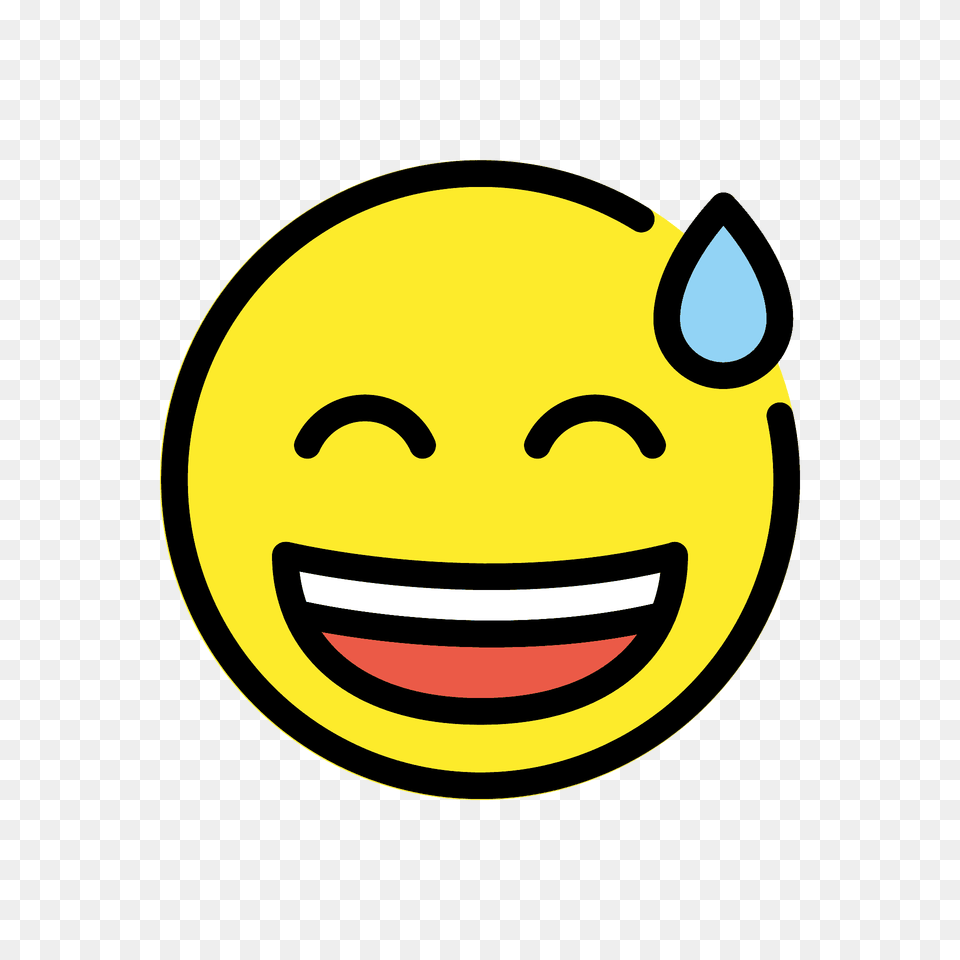 Grinning Face With Sweat Emoji Clipart, Head, Person, Logo Png Image