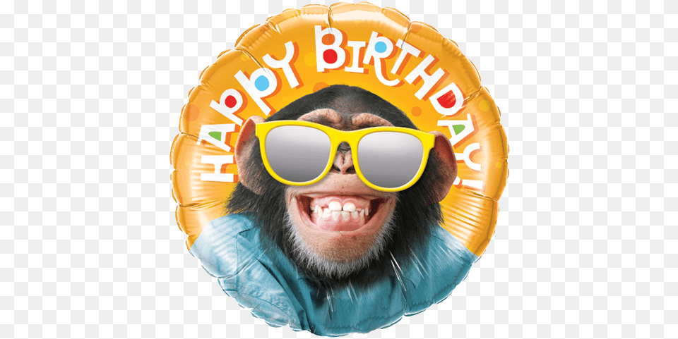 Grinning Monkey Happy Birthday Balloon Happy Birthday Monkey Balloon, Accessories, Sunglasses, Adult, Person Free Png Download