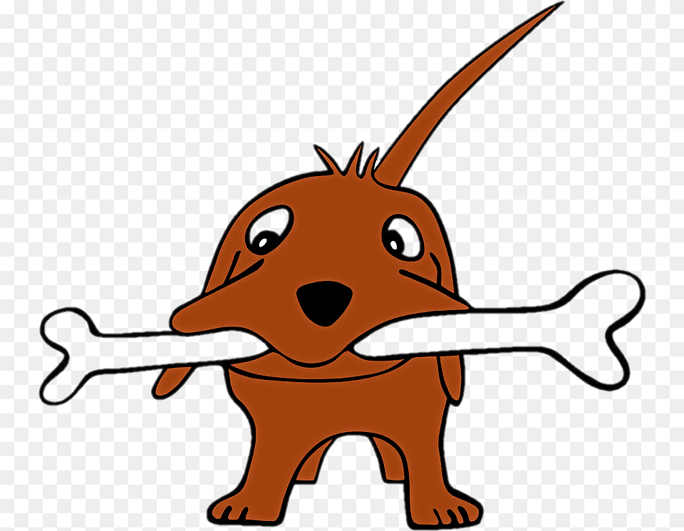 Grinning Pup With A Giant Bone Clipart Dog, Cartoon Png Image
