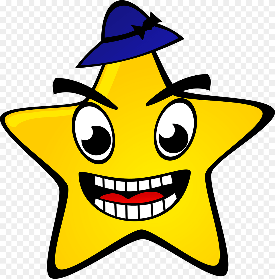 Grinning Star Wearing A Hat Clipart, Symbol, Star Symbol, Clothing, Person Free Png Download