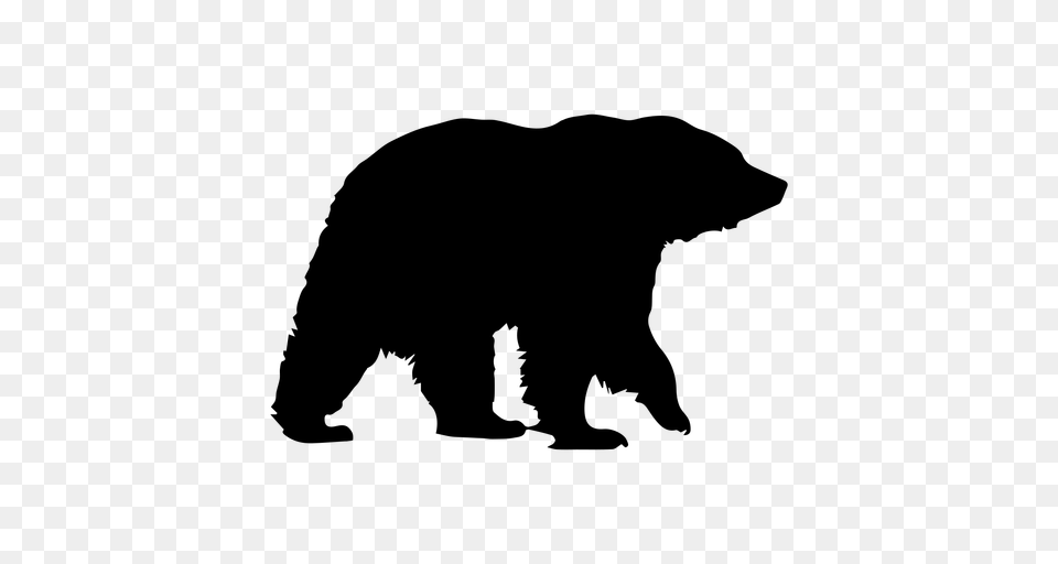 Grizzly Bear Silhouette, Gray Png Image