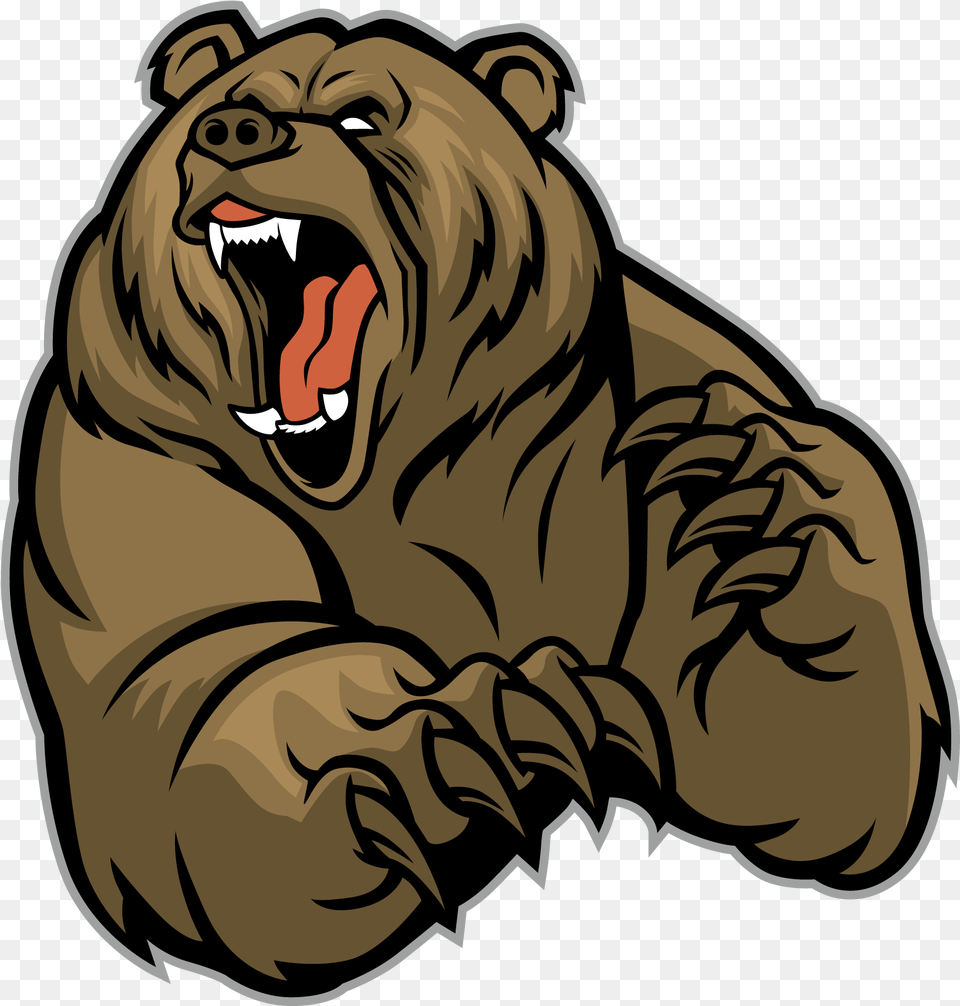 Grizzly Bear Vector Graphics Clip Art Illustration Angry Grizzly Bear Cartoon, Animal, Lion, Mammal, Wildlife Free Png
