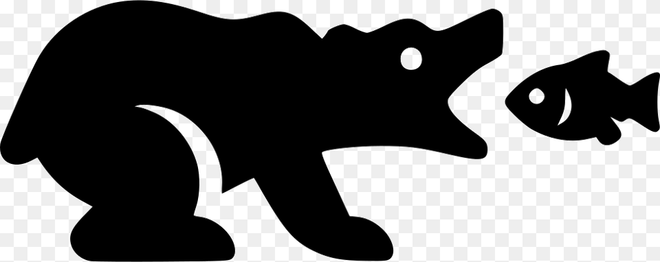 Grizzly Bear With Salmon Bear And Salmon Outline, Silhouette, Stencil, Animal, Mammal Free Transparent Png