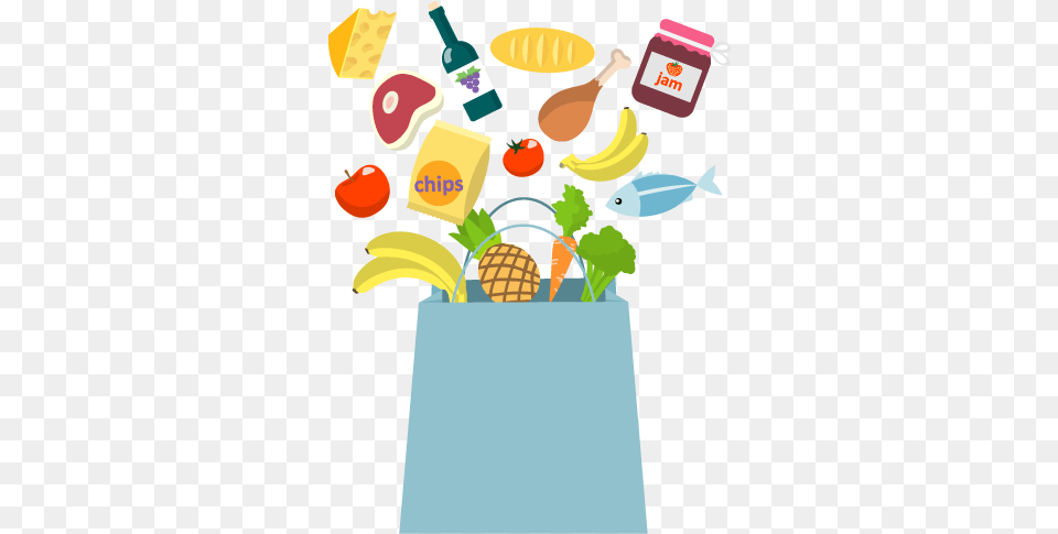 Groceries Cartoon Vector Grocery Bag, Meal, Food, Lunch, Fruit Png