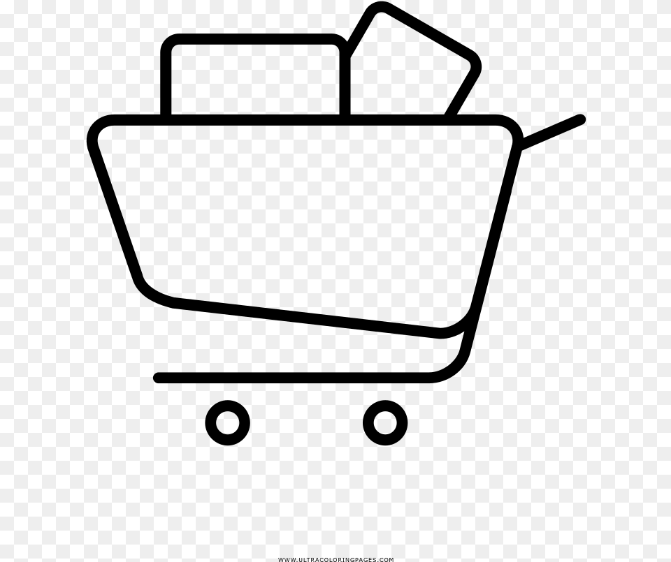 Grocery Cart Coloring, Gray Png