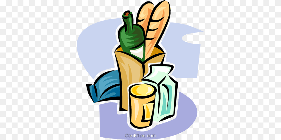 Grocery Items Royalty Vector Clip Art Illustration Clipart Grocery Bread Bag, Bottle, Alcohol, Beer, Beverage Free Png Download