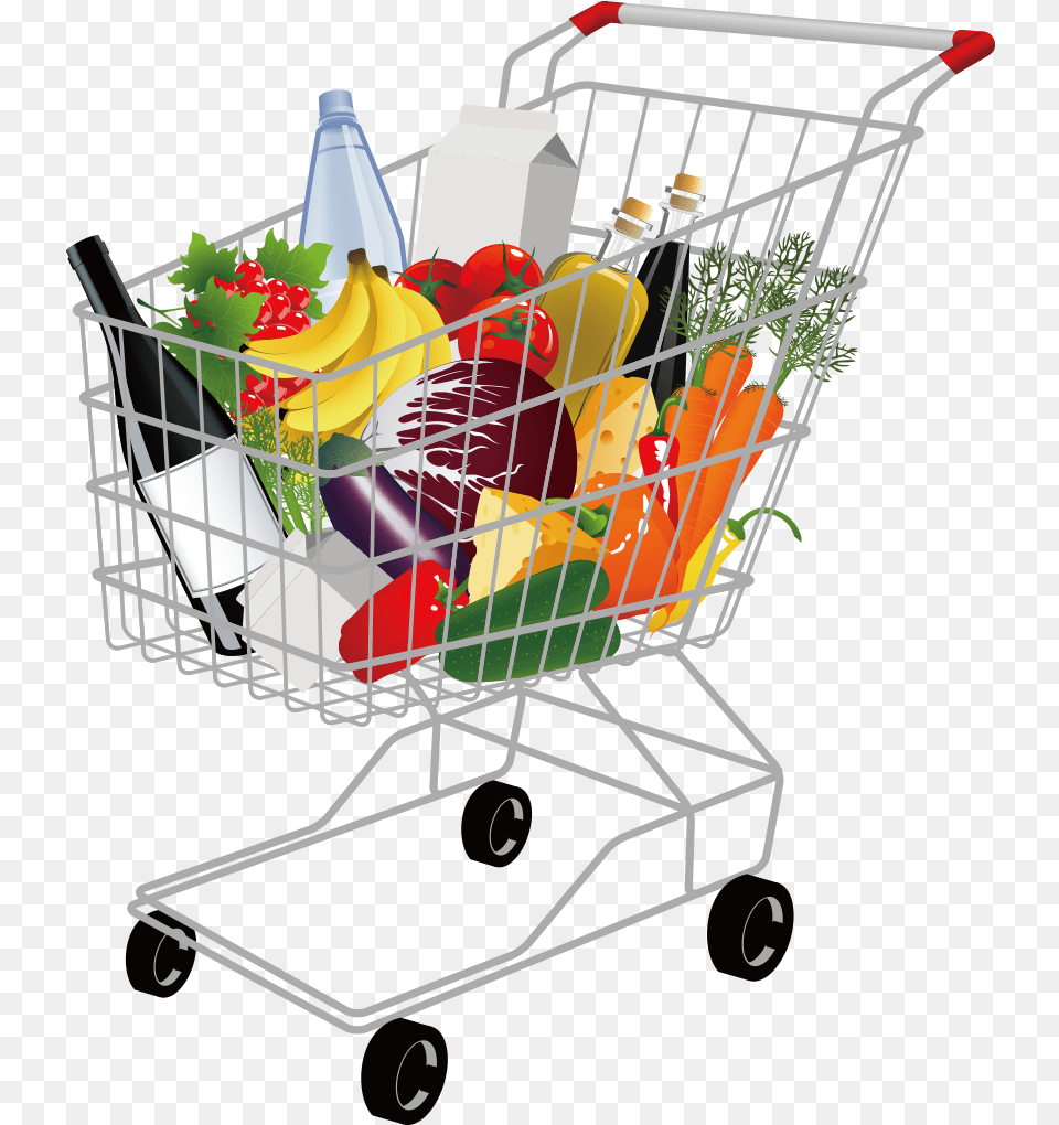 Grocery Shopping Cart Pic Full Shopping Cart Clipart, Shopping Cart, Device, Grass, Lawn Free Transparent Png