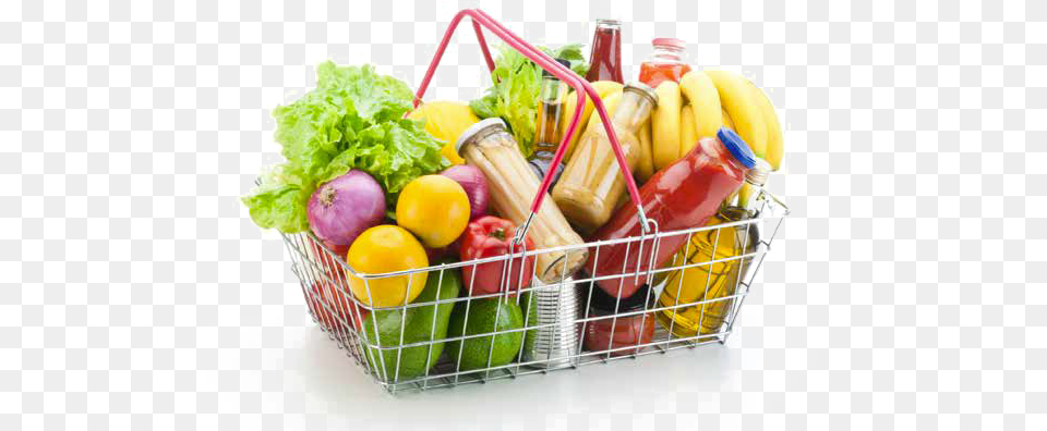 Grocery Shopping Food, Basket, Shopping Basket, Ketchup Png Image