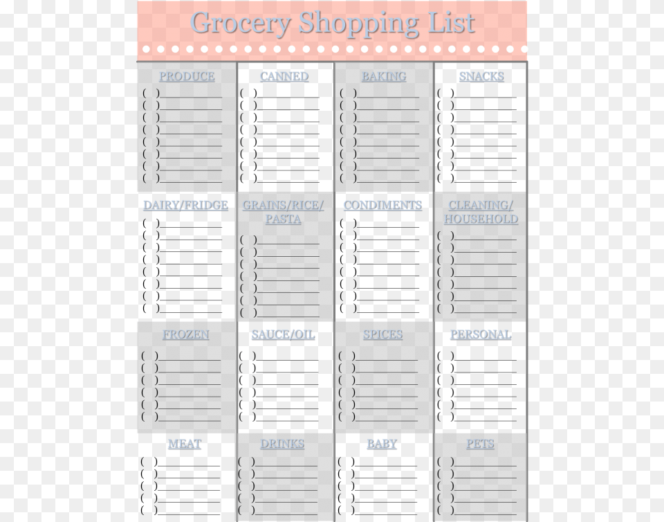 Grocery Shopping Template Page, Text Free Transparent Png