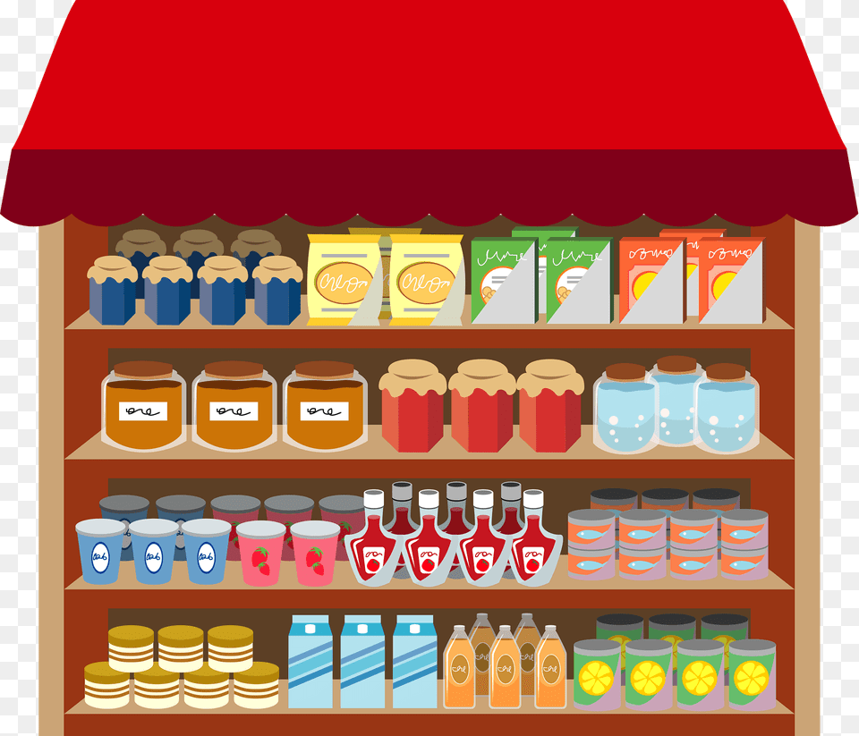 Grocery Store Clipart, Shelf, Jar, Food, Sweets Png Image