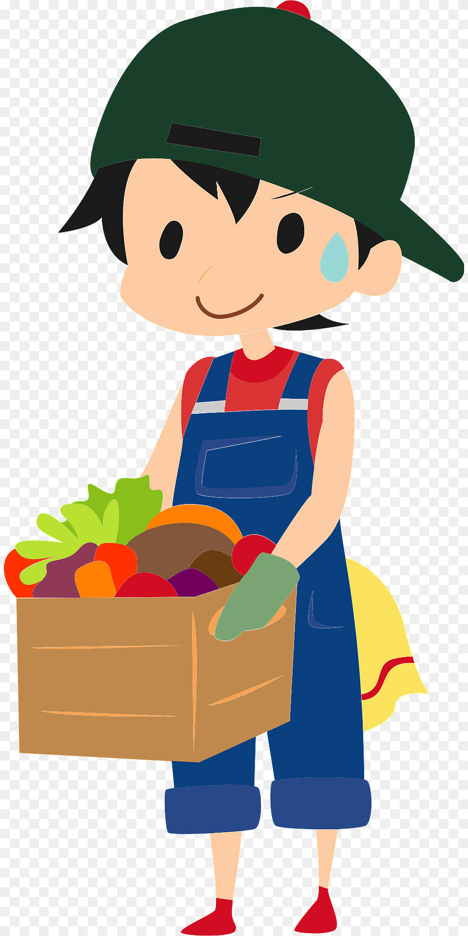 Grocery Store Worker With Vegetable Produce Clipart, Baby, Person, Cartoon Free Png