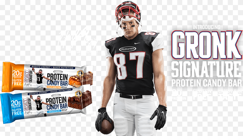 Gronk Signature Protein Candy Bar, Helmet, Person, People, Man Free Png Download