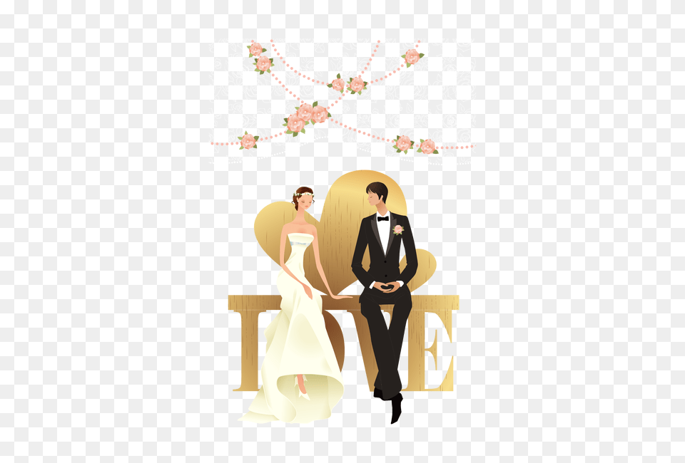 Groom And Bride Transparent Background Cartoon Wedding Animated Wedding Couple, Clothing, Dress, Formal Wear, Gown Free Png Download