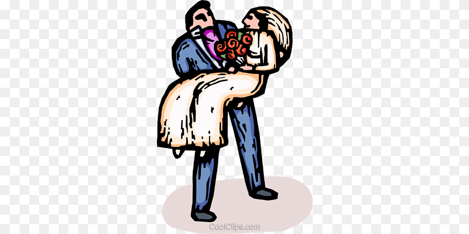 Groom Carrying The Bride Royalty Vector Clip Art Illustration, Photography, Clothing, Coat, Person Png Image