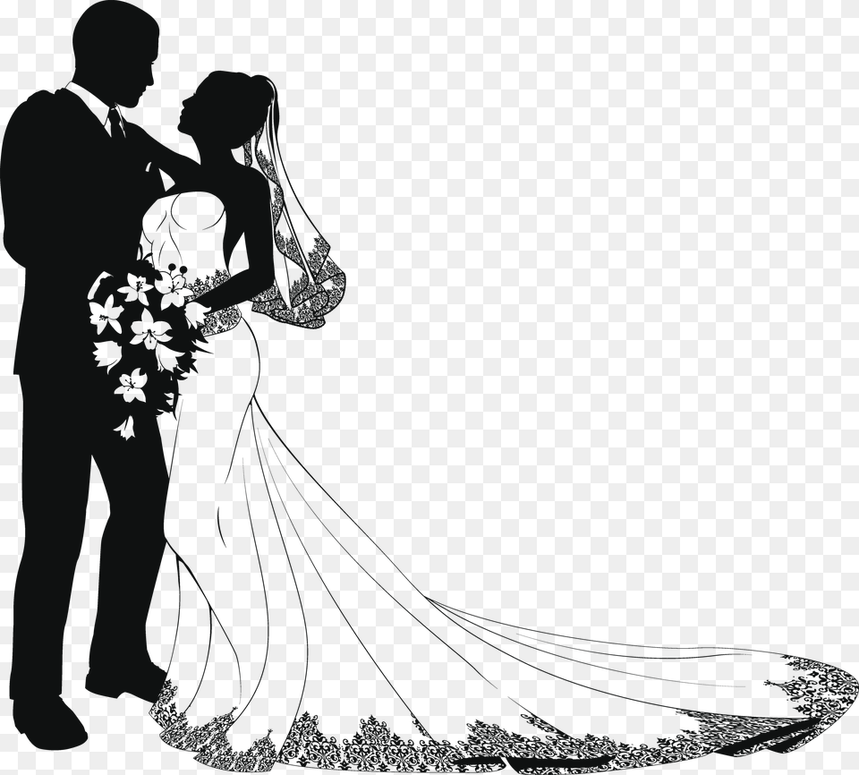 Groom Clipart Wedding Reception Couple Modern Wedding Couple Silhouette, Boot, Clothing, Footwear, First Aid Png Image