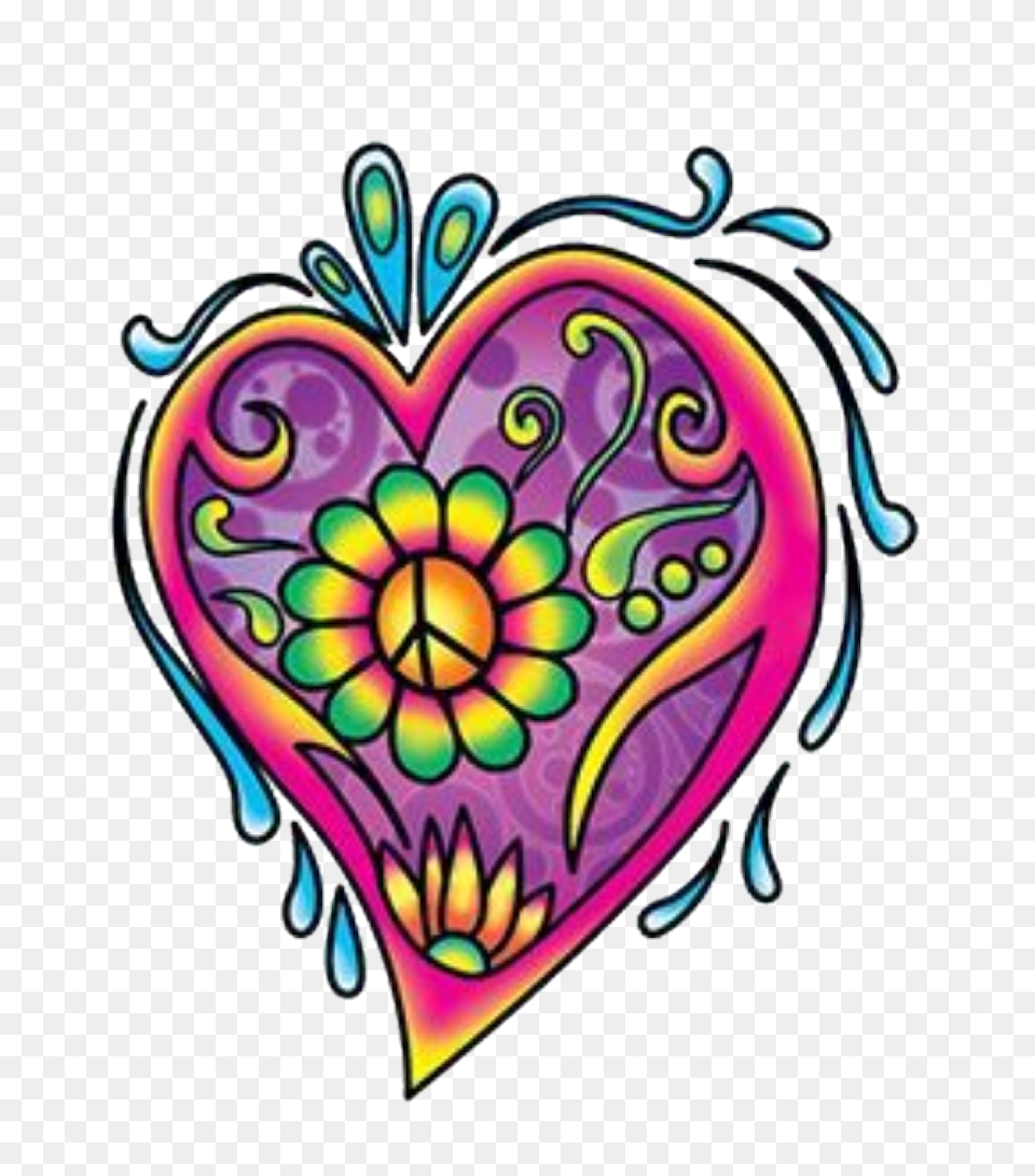 Groovy Heart Hearts Peacesign, Art, Graphics, Pattern, Floral Design Png Image