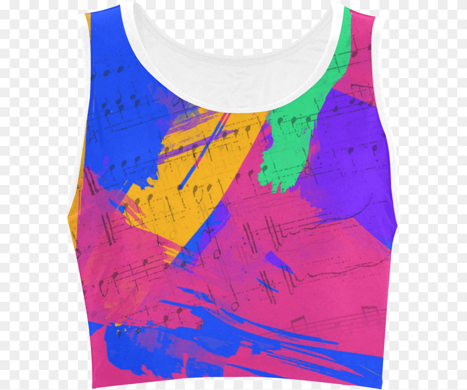 Groovy Paint Brush Strokes With Music Notes Women S Active Tank, Clothing, Tank Top, Person Png