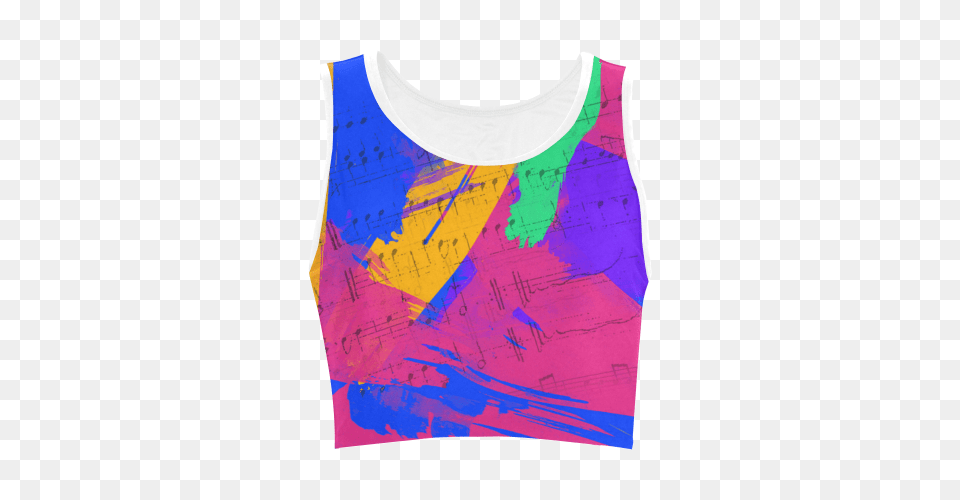 Groovy Paint Brush Strokes With Music Notes Womens Crop Top, Clothing, Tank Top Free Png Download