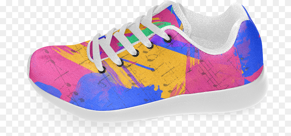 Groovy Paint Brush Strokes With Music Notes Womens Walking Shoe, Clothing, Footwear, Sneaker, Canvas Free Png Download