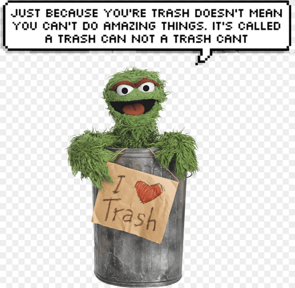 Grouch I Love Transparent Image Trash Can From Sesame Street, Person Free Png Download