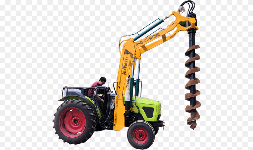 Ground Drilling Machine Post Hole Bore Gearbox Trenching Drilling Machine Clipart, Outdoors, Nature, Adult, Bulldozer Free Png Download