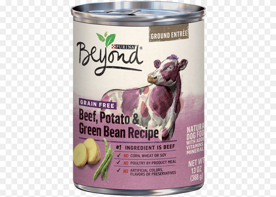 Ground Entree Grain Beef Potato And Green Bean Beyond Wet Dog Food, Aluminium, Tin, Cow, Mammal Png