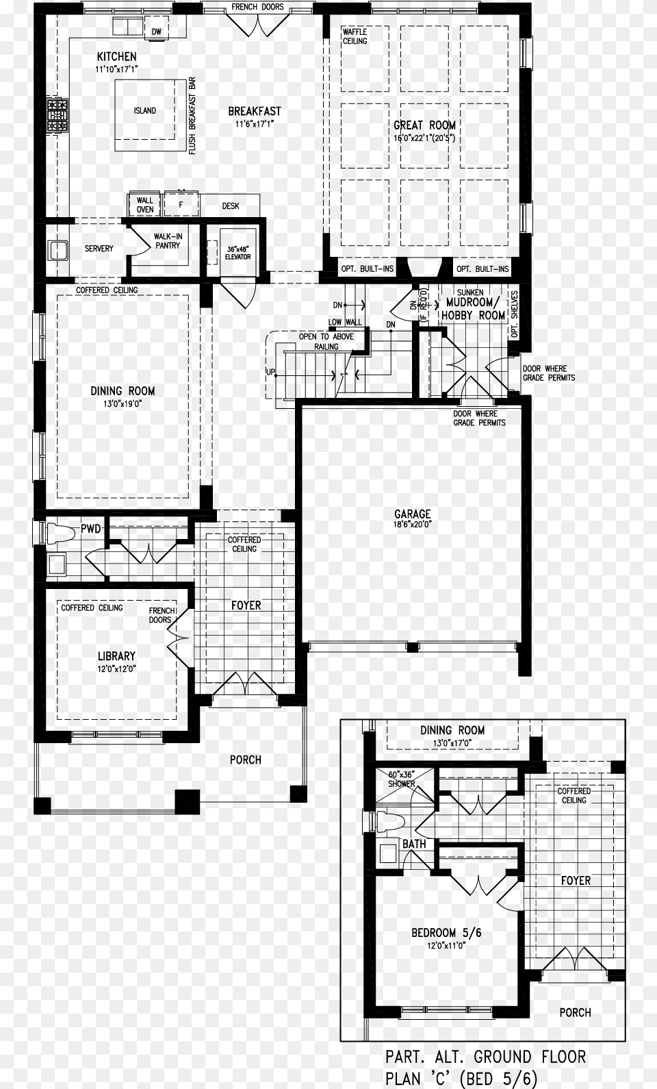 Ground Floor With Bedroom 56 Floor Plan, Gray Free Transparent Png