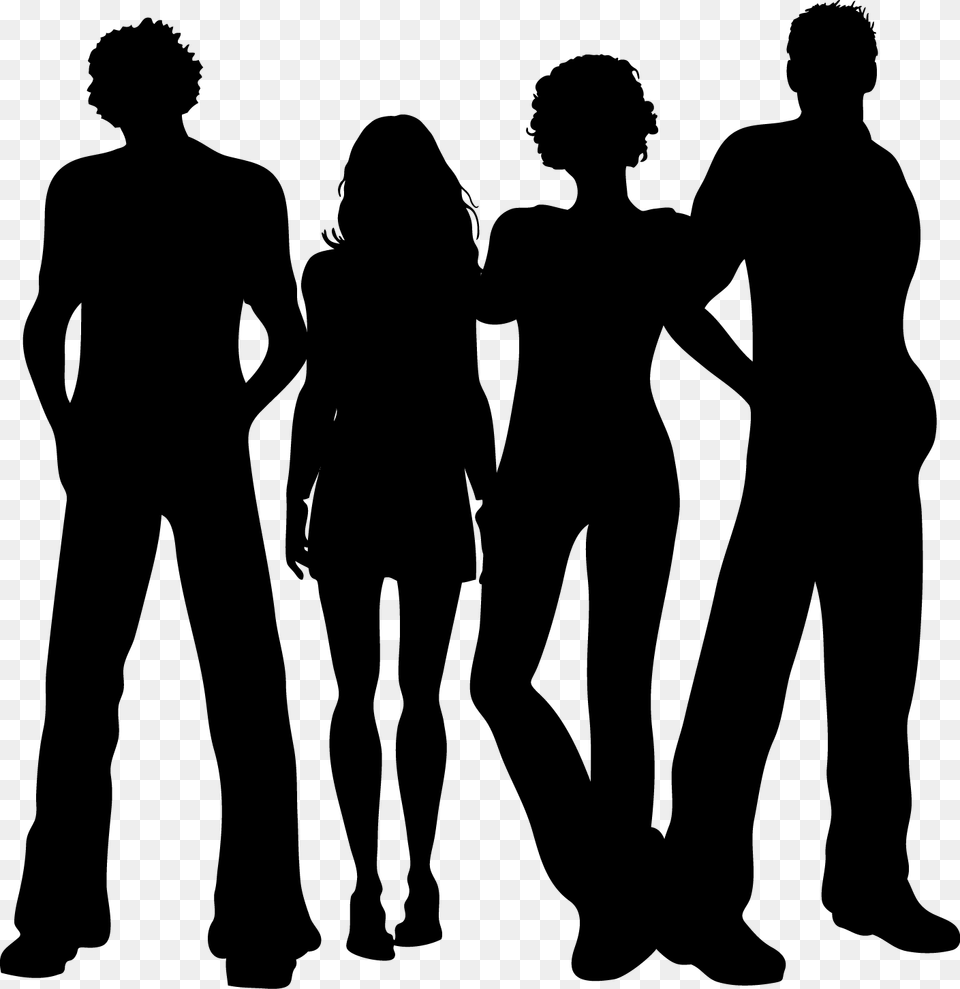 Group Black Silhouette Silhouette, Adult, Person, Pants, Man Png Image