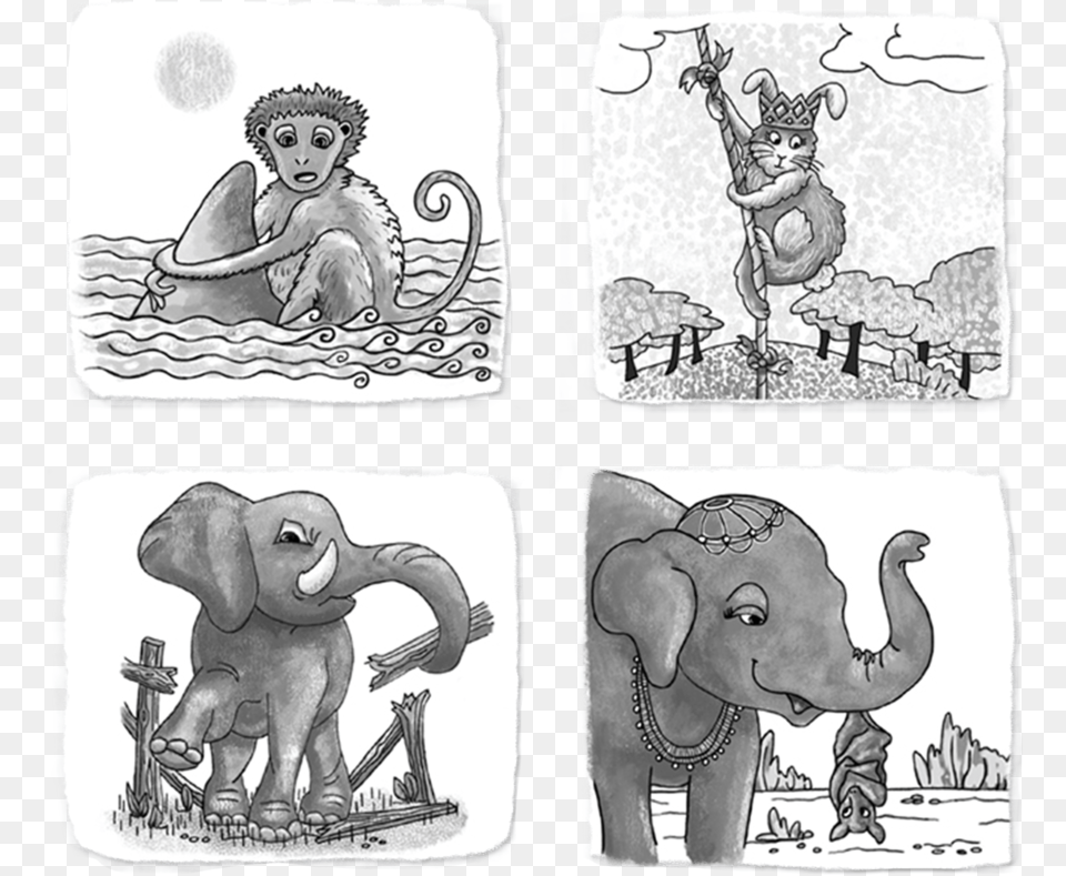 Group Cartoon, Animal, Mammal, Wildlife, Elephant Free Png Download