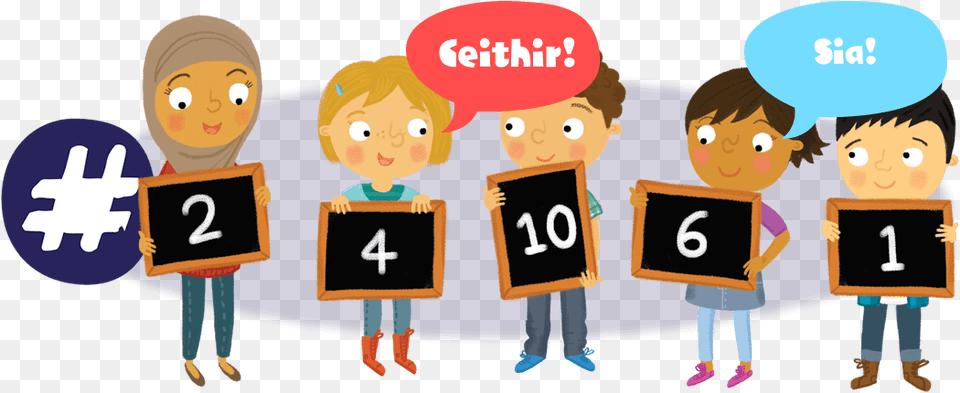 Group Of Children Holding Numbers Working With Number Cartoon, People, Person, Baby, Face Free Transparent Png