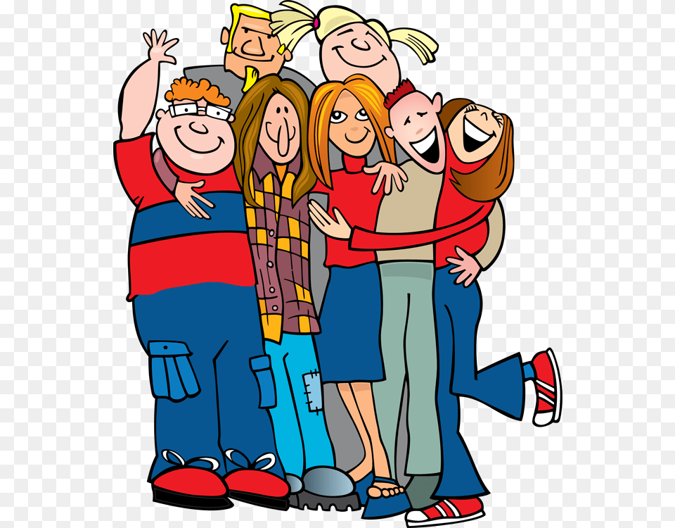Group Of Friends Hugging Clipart Ctwjpjs Image Clip Art, Publication, Book, Comics, Clothing Free Png Download