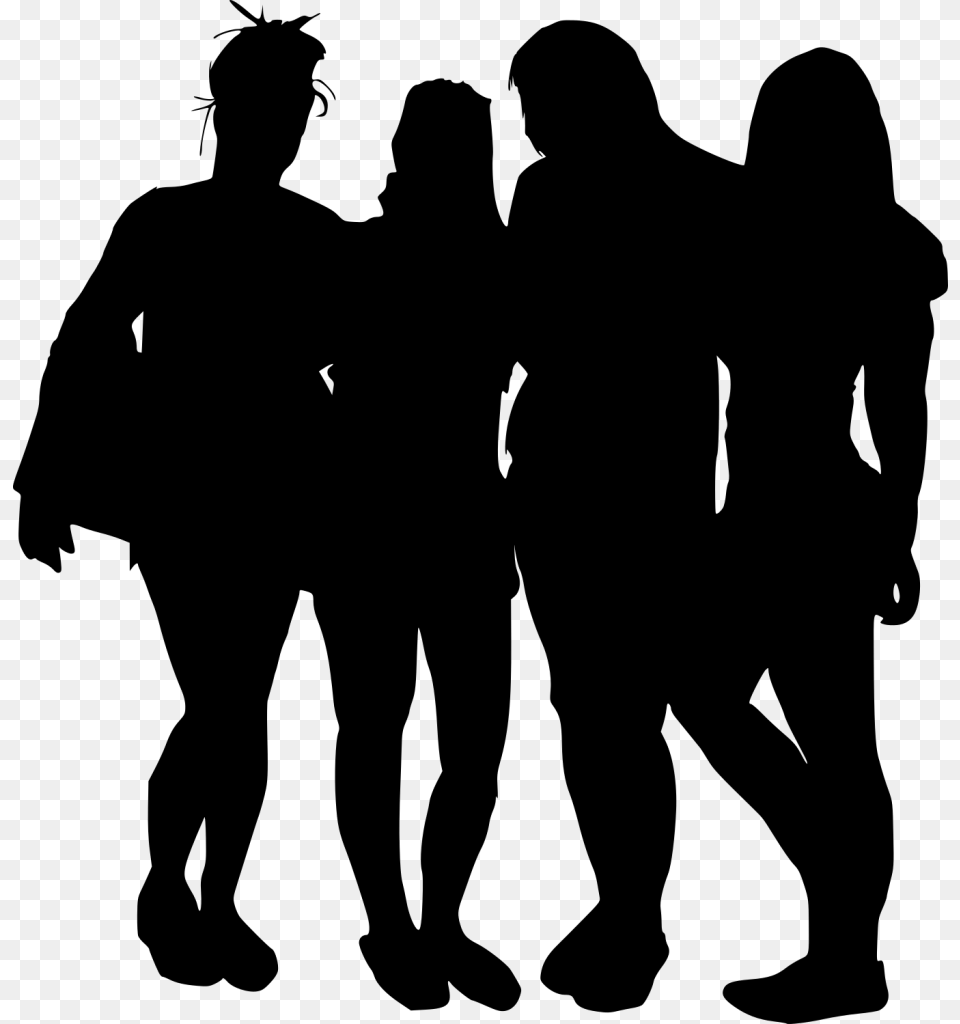 Group Of Girls Silhouette Transparent Background, Gray Free Png Download