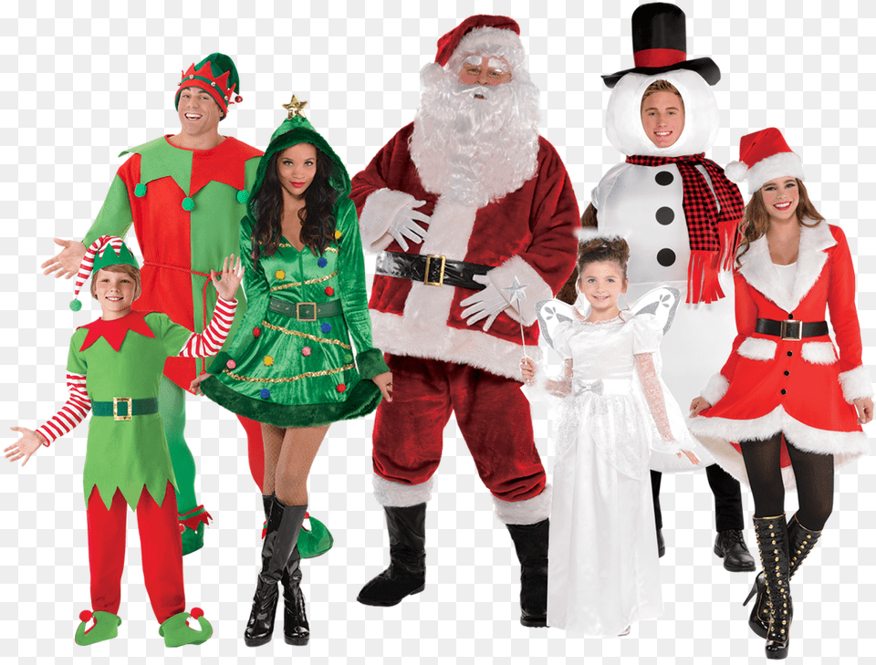 Group Of Group Of People In Assorted Christmas Costumes Christmas People, Adult, Person, Girl, Female Free Png