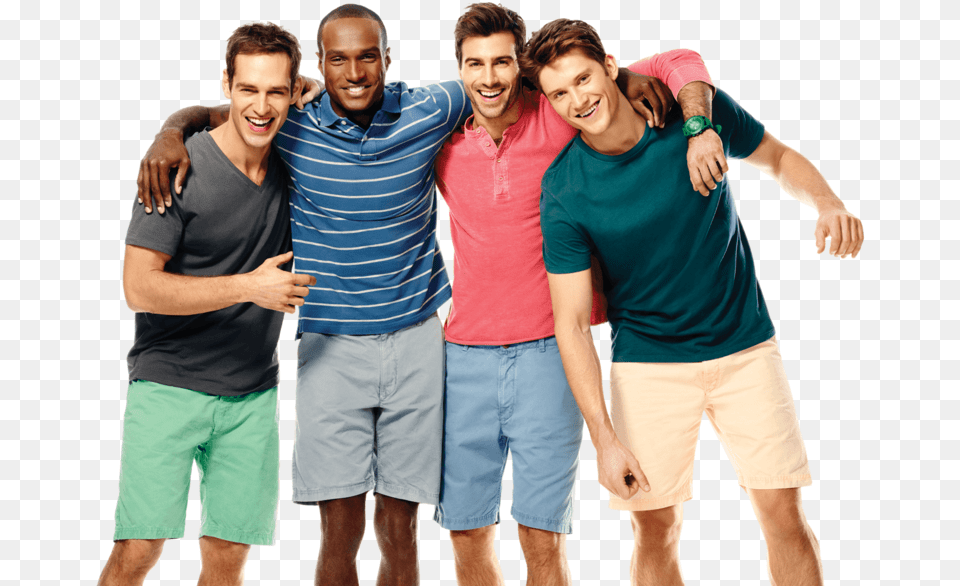 Group Of Men Pluspng Group Of Men, T-shirt, Clothing, Shorts, Person Free Png