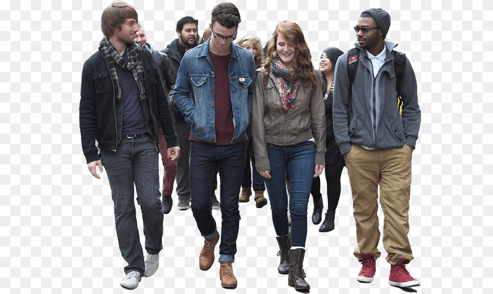 Group Of People Group Of People Walking, Jeans, Clothing, Coat, Pants Free Png Download