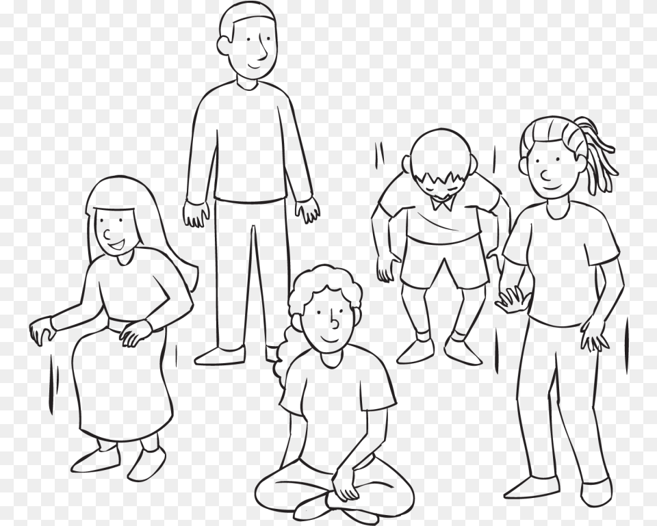 Group Of People Standing And Sitting As Part Of Fun Line Art, Drawing, Person, Face, Head Free Png