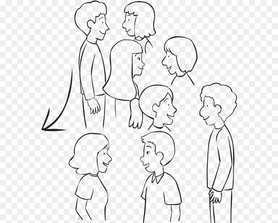 Group Of People Talking In Pairs As Part Of Active, Silhouette, Art, Drawing, Person Png Image